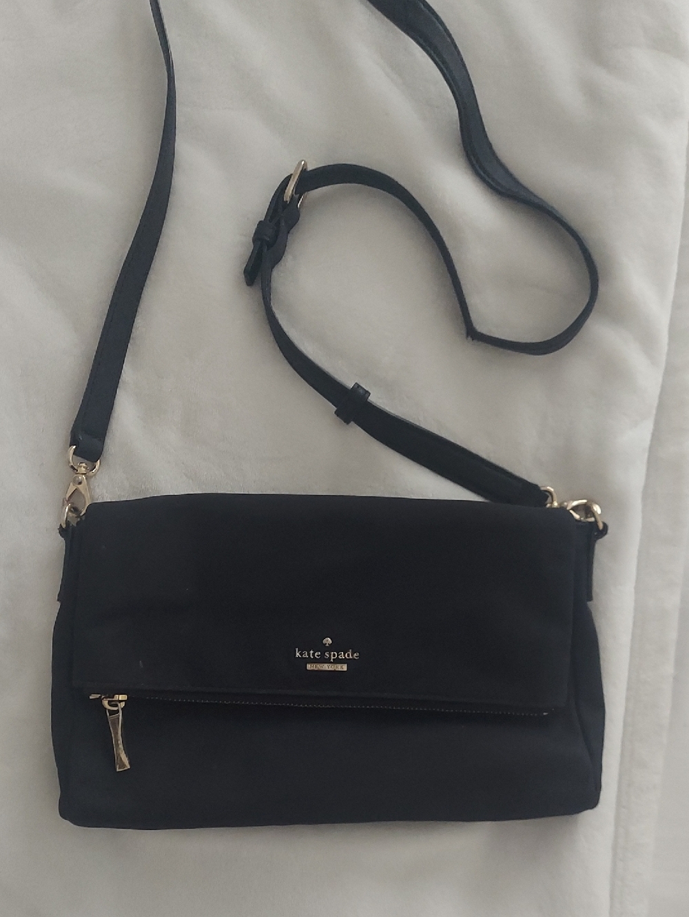 kate spade Black Nylon Crossbody with Gold Hardware